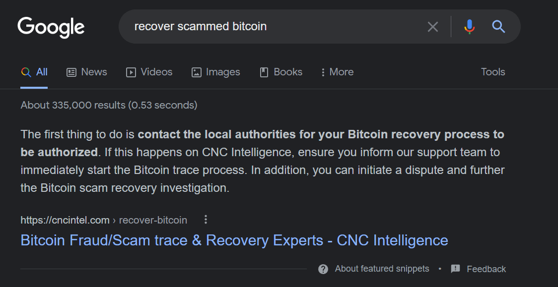 First foogle result for query "recover scammed bitcoin" - How To Get Money Back After Being Scammed Online
