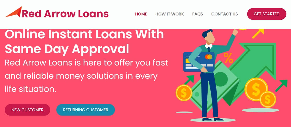 Red Arrow Loans Reviews: Screenshot of Homepage