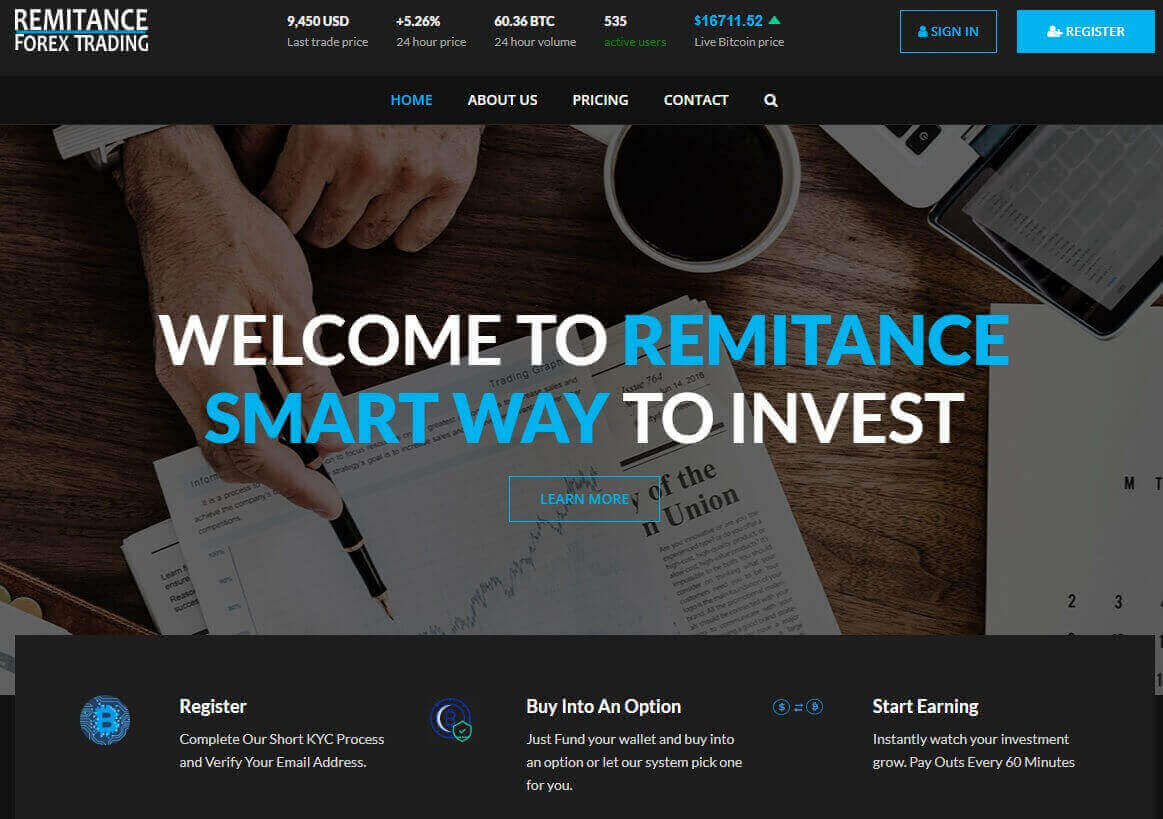 RemitanceFX Review (Homepage of RemitanceFX.co Screenshot)