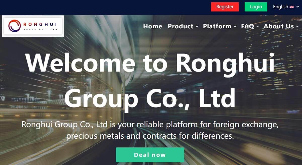Screenshot of the Ronghui Group Co., Ltd homepage