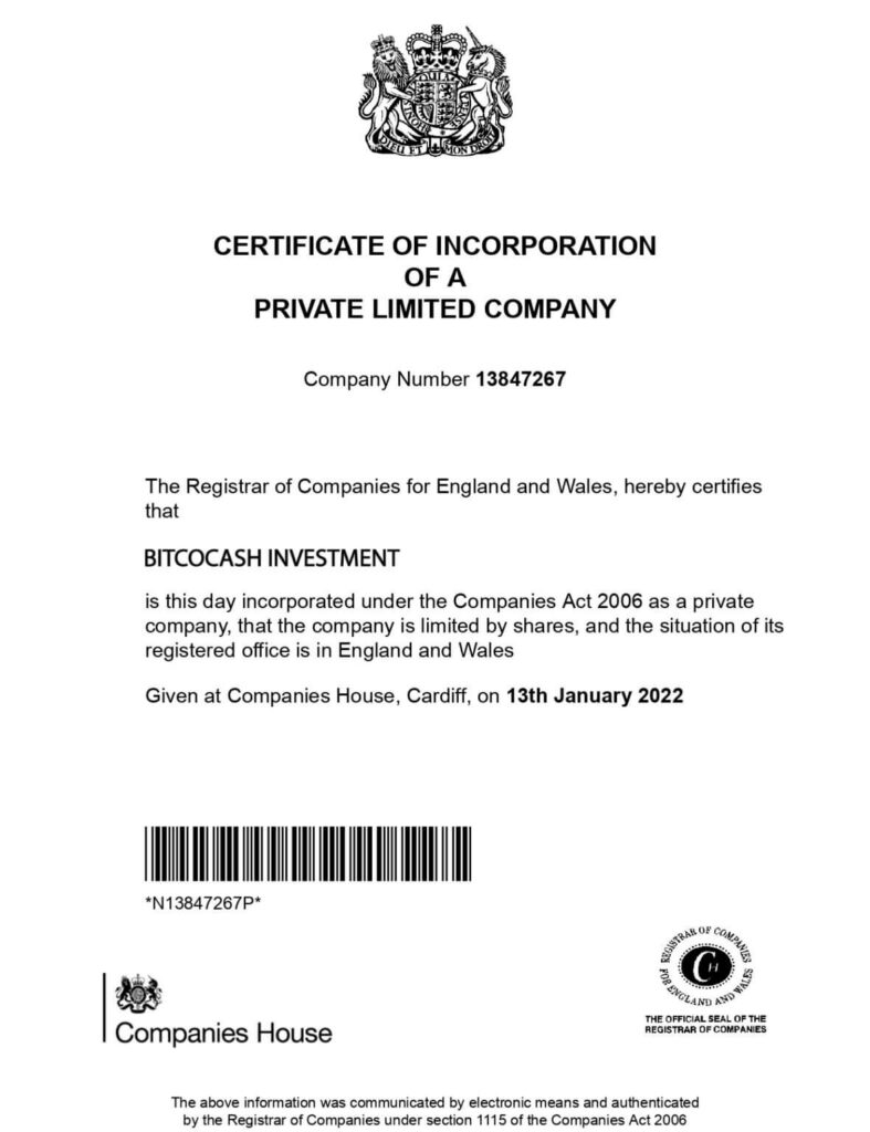 Apex Capital Metrics - Fake Certificate of Incorporation