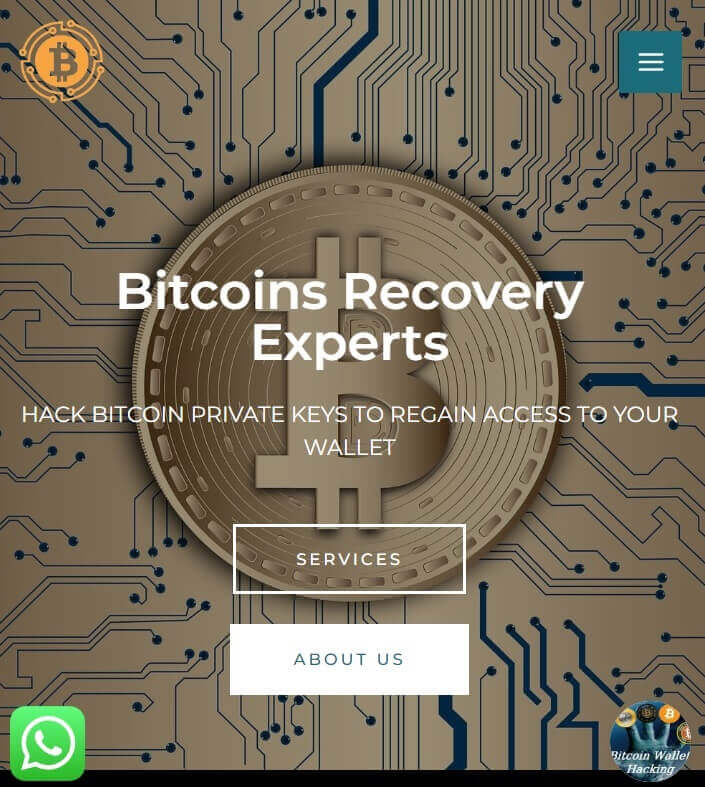 BitcoinsRecoveryExperts Review - Screenshot of Homepage