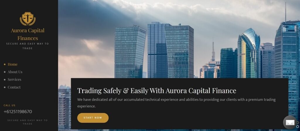 Aurora Capital Finances Review - Screenshot of auroracfinances.com