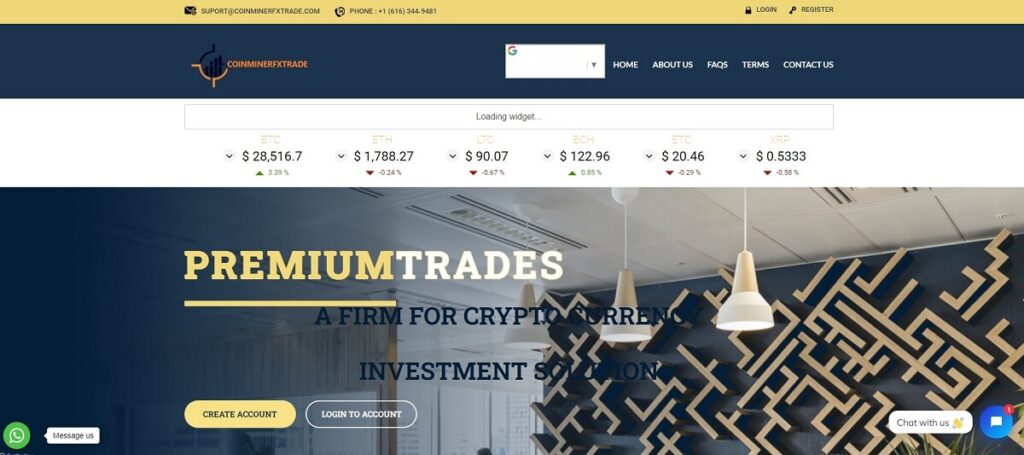Is CoinMiner FXTrade a SCAM? Screenshot of coinminerfxtrade.com