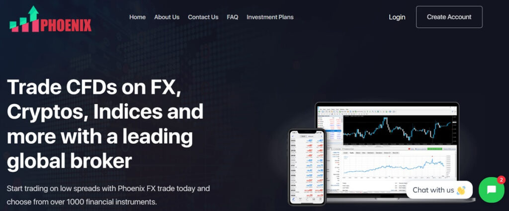 Phoenix FX Trade Review - Screenshot of Phoenixfxtrade.com